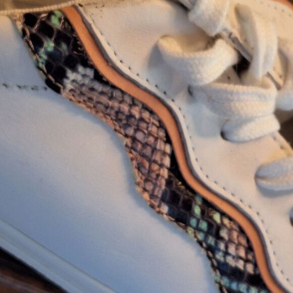 NWOB Madewell Sidewalk Lo Sneakers in Snake Embossed Leather 9.5 M Wave Edition - Picture 3 of 16